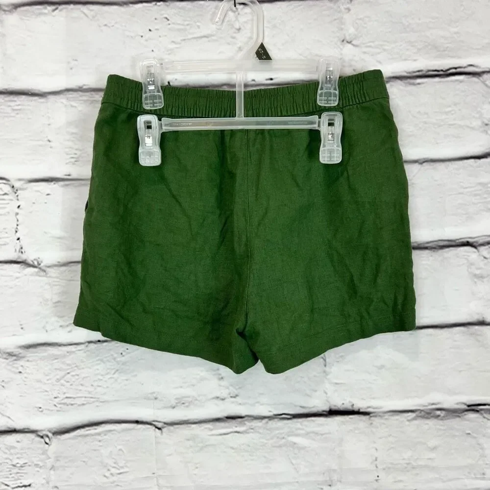 J. Crew‎ Women's Drawstring Shorts 2XS Olive Green Casual Summer linen
